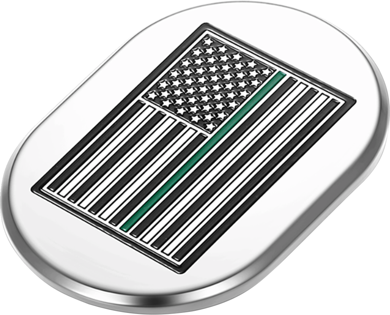 FIGURATI DESIGNS Antenna Cover - Right Rear Fender - Green Line American Flag - Chrome FD72-AC-SS-RT