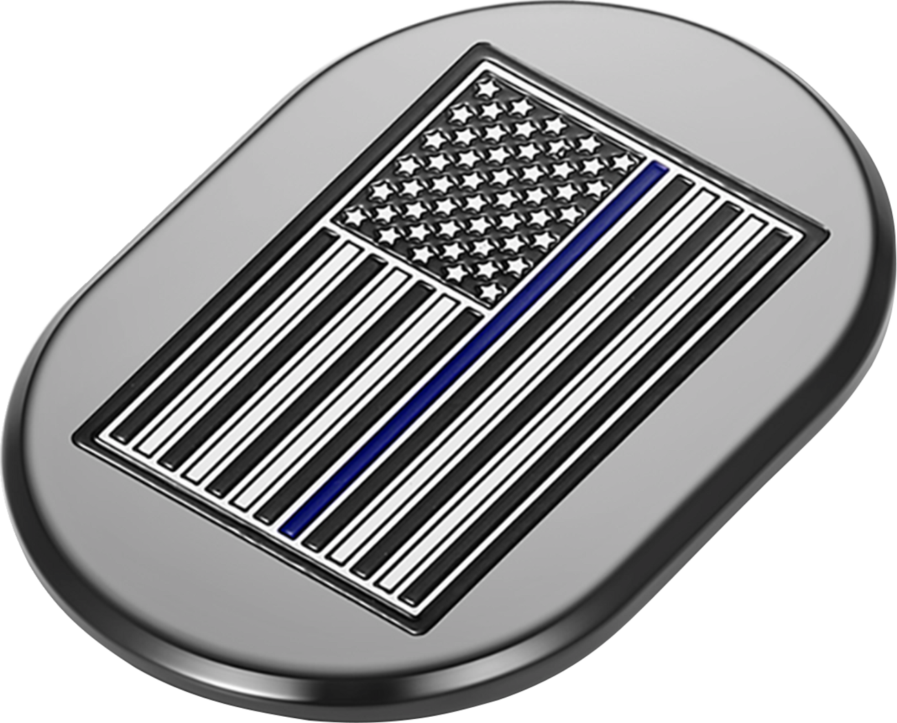 FIGURATI DESIGNS Antenna Cover - Left Rear Fender - Blue Line American Flag - Black FD71-AC-BLK-LT