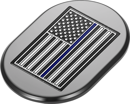 FIGURATI DESIGNS Antenna Cover - Left Rear Fender - Blue Line American Flag - Black FD71-AC-BLK-LT