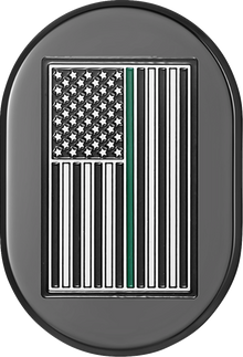 FIGURATI DESIGNS Antenna Cover - Right Rear Fender - Green Line American Flag - Black FD72-AC-BLK-RT