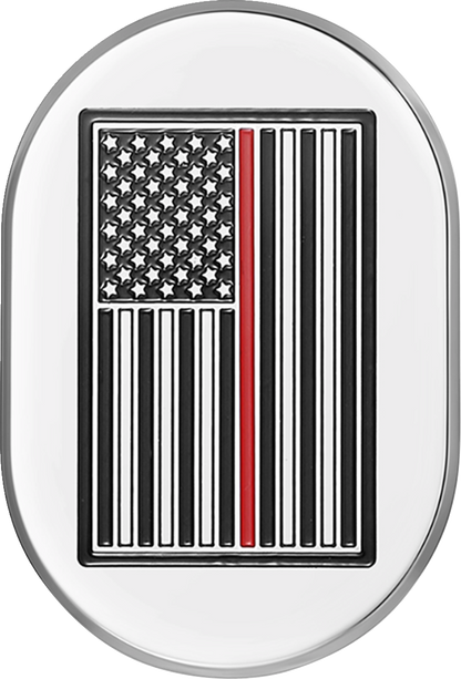 FIGURATI DESIGNS Antenna Cover - Left Rear Fender - Red Line American Flag - Chrome FD75-AC-SS-LT