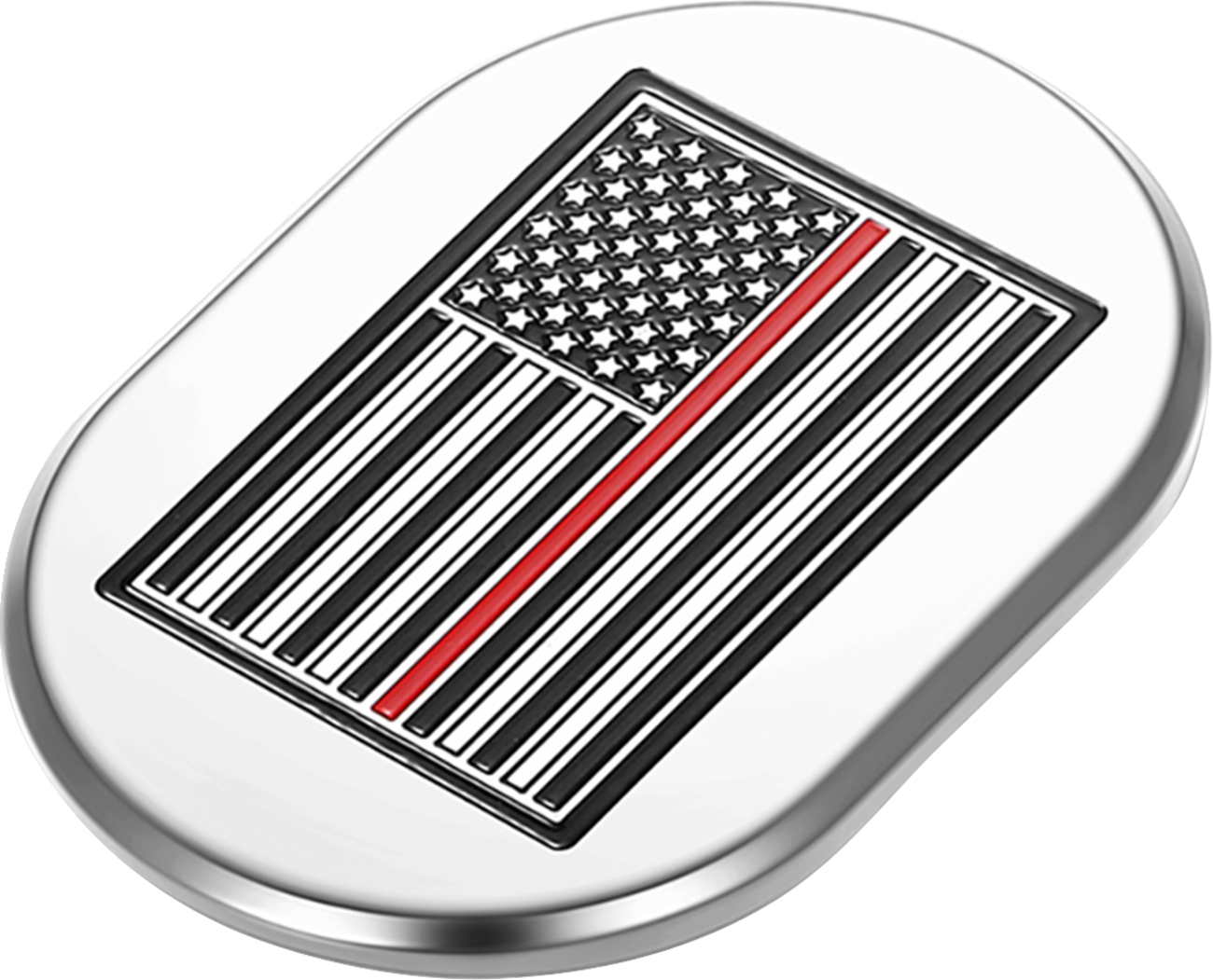 FIGURATI DESIGNS Antenna Cover - Left Rear Fender - Red Line American Flag - Chrome FD75-AC-SS-LT