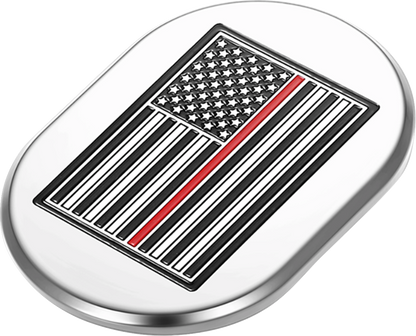 FIGURATI DESIGNS Antenna Cover - Left Rear Fender - Red Line American Flag - Chrome FD75-AC-SS-LT