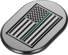FIGURATI DESIGNS Antenna Cover - Right Rear Fender - Green Line American Flag - Black FD72-AC-BLK-RT
