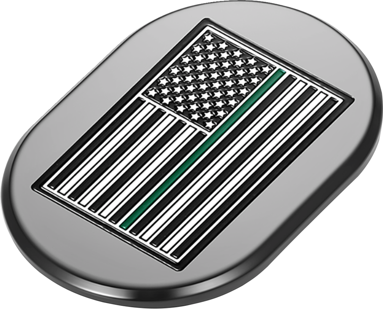 FIGURATI DESIGNS Antenna Cover - Left Rear Fender - Green Line American Flag - Chrome FD72-AC-BLK-LT