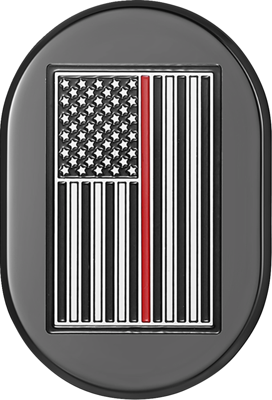FIGURATI DESIGNS Antenna Cover - Right Rear Fender - Red Line American Flag - Black FD75-AC-BLK-RT