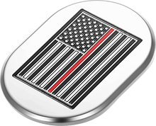 FIGURATI DESIGNS Antenna Cover - Right Rear Fender - Red Line American Flag - Chrome FD75-AC-SS-RT