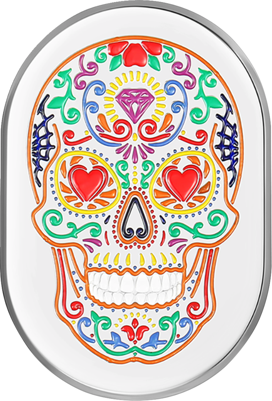 FIGURATI DESIGNS Antenna Cover - Right Rear Fender - Sugar Skull - Chrome FD30-AC-SS-RT