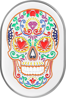 FIGURATI DESIGNS Antenna Cover - Right Rear Fender - Sugar Skull - Chrome FD30-AC-SS-RT