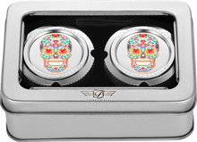 FIGURATI DESIGNS Axle Nut Cover - Front - Stainless Steel - Sugar Skull - Silver FD30-FAC-SS