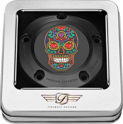 FIGURATI DESIGNS Timing Cover - 5 Hole - Sugar Skull - Black FD30-TC-5H-BLK