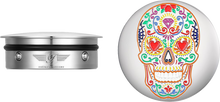FIGURATI DESIGNS Swing Arm Covers - Sugar Skull - Polished - Stainless Steel FD30-SAC-SS