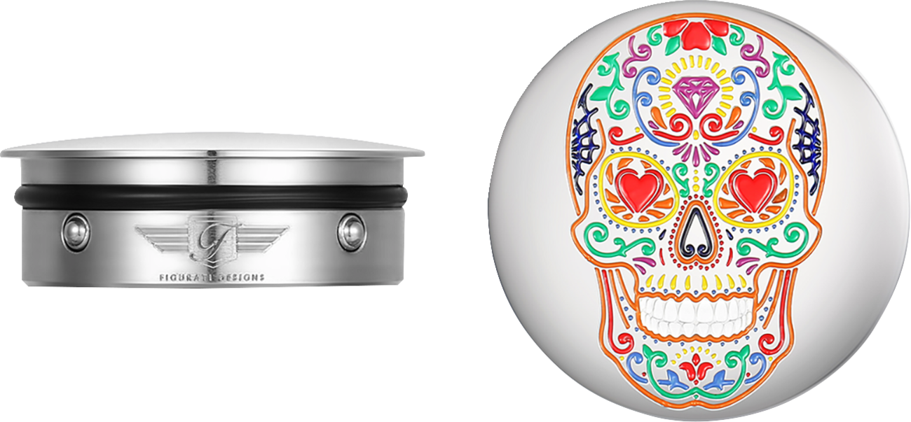 FIGURATI DESIGNS Docking Cover - Short - Mirror Polished - Sugar Skull FD30-DC-25-30-SS