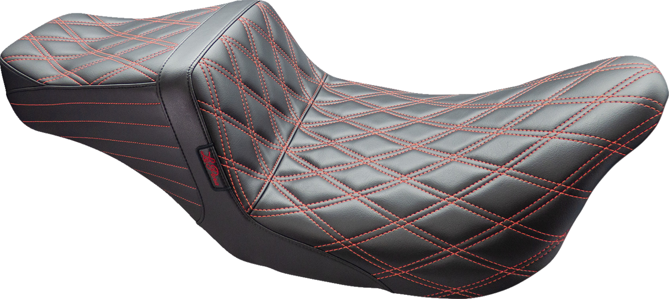 LE PERA Tailwhip Seat - Double Diamond w/ Red Thread - Black - FL '08-'24 LK-587DD-RED