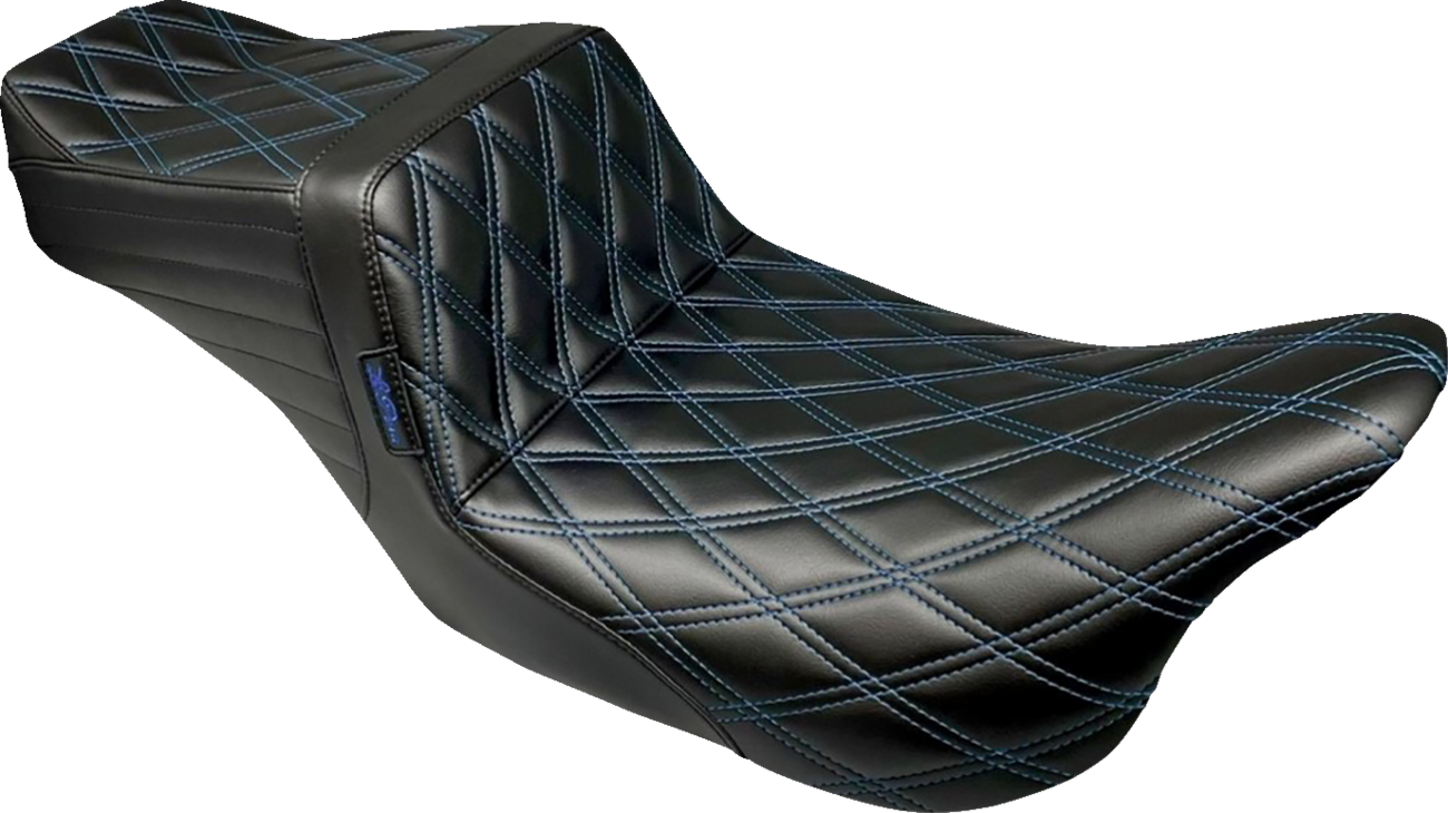 LE PERA Tailwhip Seat - Double Diamond w/ Blue Thread - Black - FLH/FLT '08-'24 LK-587DD-BLUE