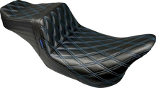 LE PERA Tailwhip Seat - Double Diamond w/ Blue Thread - Black - FLH/FLT '08-'24 LK-587DD-BLUE