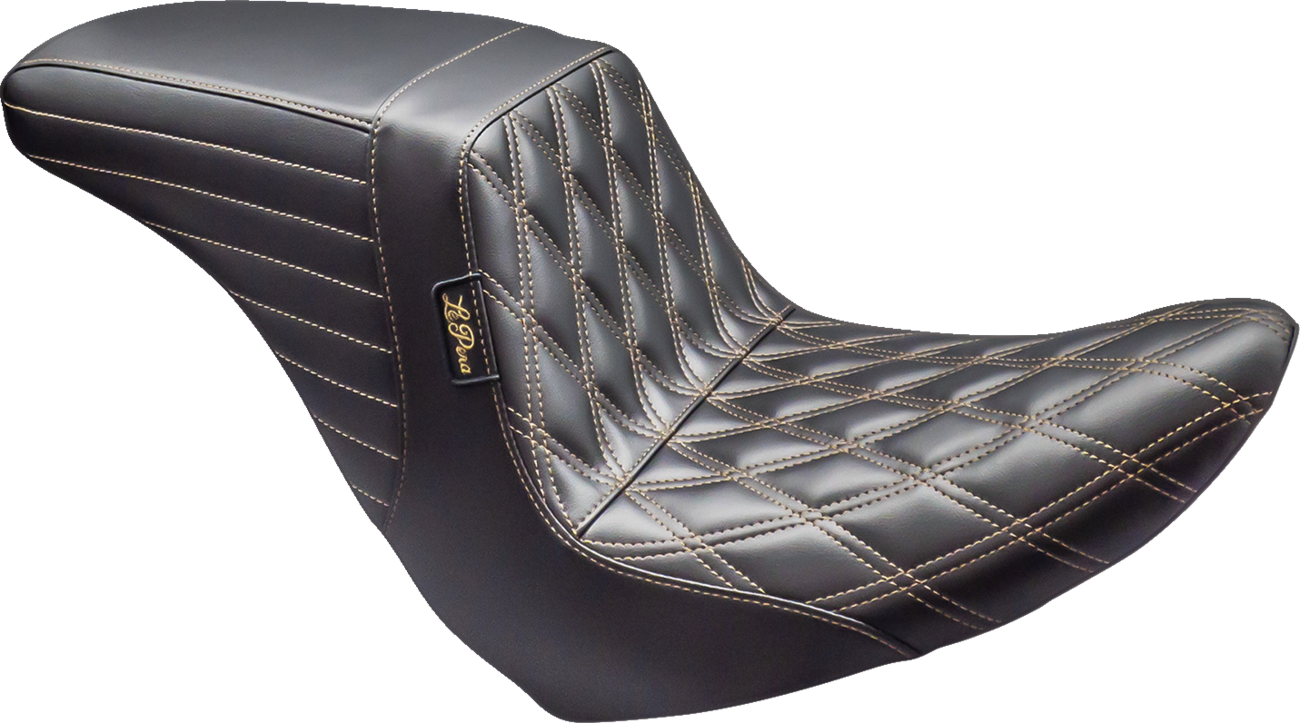 LE PERA Kickflip Up Front Seat - Double Diamond w/ Chestnut Thread - Black - FL/FX '18-'24 LYRU-590DD-CHET
