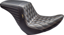 LE PERA Kickflip Up Front Seat - Double Diamond w/ Chestnut Thread - Black - FL/FX '18-'24 LYRU-590DD-CHET