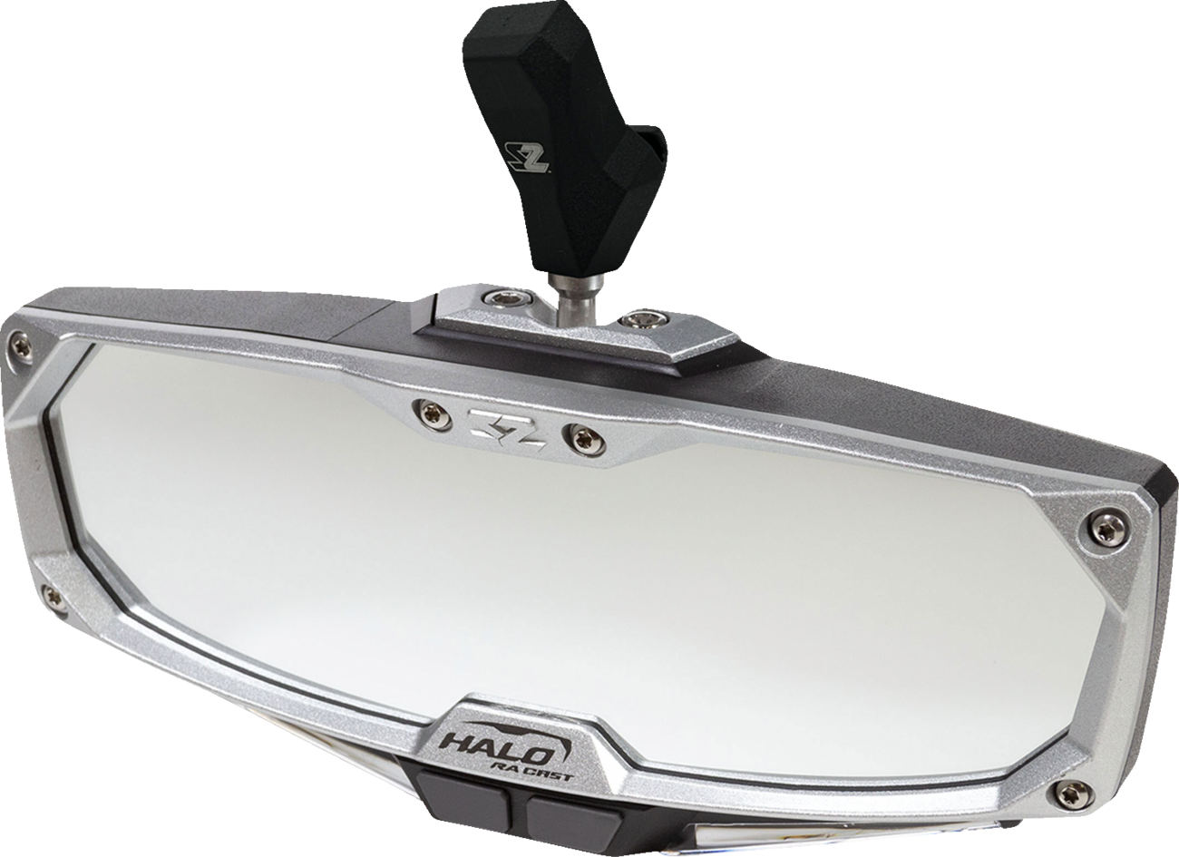 SEIZMIK Mirror - Halo R - Rear View w/LED Cabin Light - Rectangle - Black w/Silver Bezel - Each - CF Moto 56-18032KIT