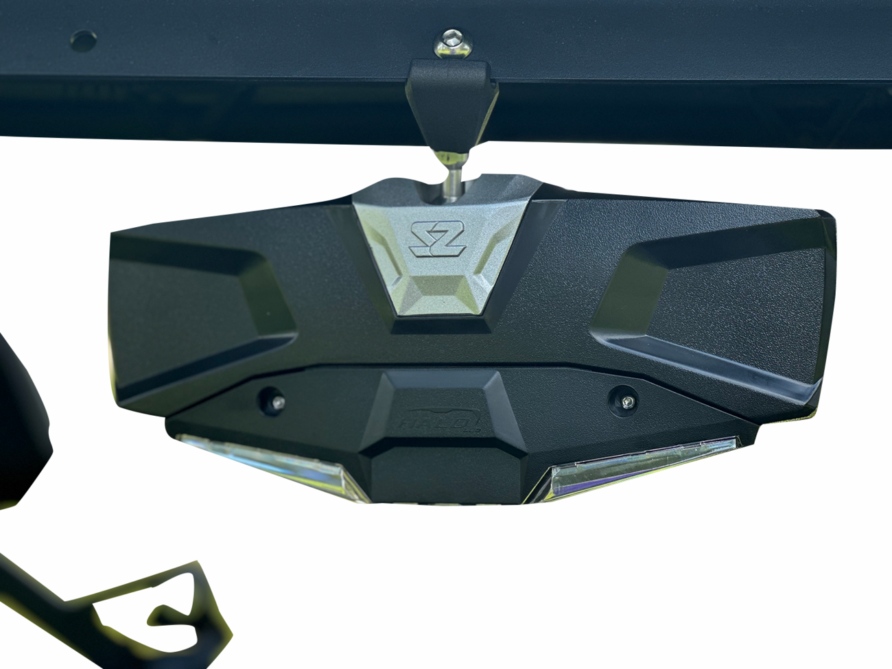 SEIZMIK Mirror - Halo R - Rear View w/LED Cabin Light - Rectangle - Black w/Silver Bezel - Each - CF Moto 56-18032KIT