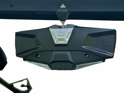 SEIZMIK Mirror - Halo R - Rear View w/LED Cabin Light - Rectangle - Black w/Silver Bezel - Each - CF Moto 56-18032KIT