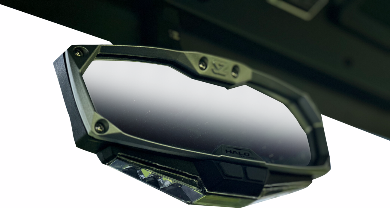 SEIZMIK Mirror - Halo R - Rear View w/LED Cabin Light - Rectangle - Black w/Silver Bezel - Each - CF Moto 56-18032KIT