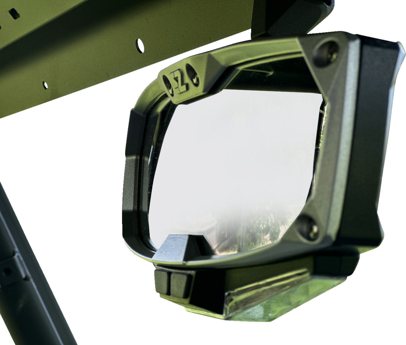SEIZMIK Mirror - Halo R - Rear View w/LED Cabin Light - Rectangle - Black w/Silver Bezel - Each - CF Moto 56-18032KIT
