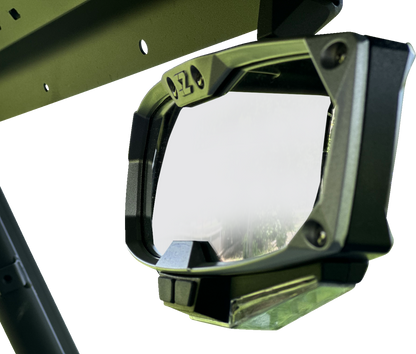 SEIZMIK Mirror - Halo R - Rear View w/LED Cabin Light - Rectangle - Black w/Silver Bezel - Each - CF Moto 56-18032KIT