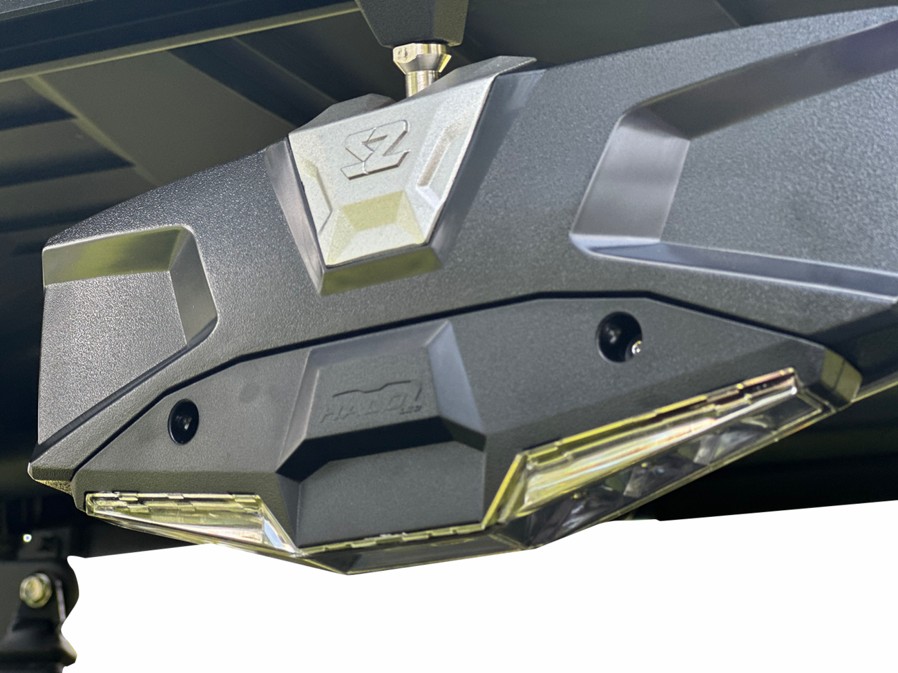 SEIZMIK Mirror - Halo R - Rear View w/LED Cabin Light - Rectangle - Black w/Silver Bezel - Each - CF Moto 56-18032KIT