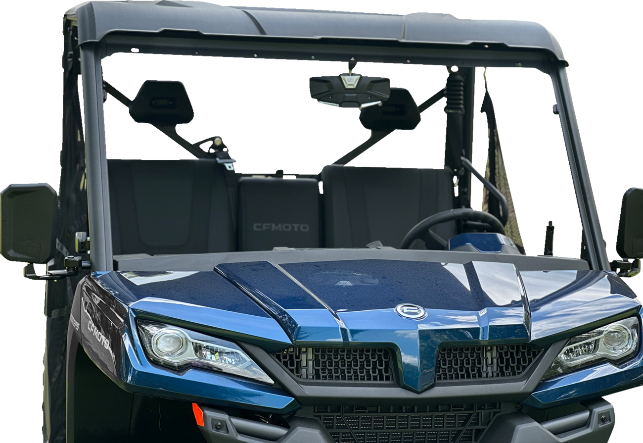 SEIZMIK Mirror - Halo R - Rear View w/LED Cabin Light - Rectangle - Black w/Silver Bezel - Each - CF Moto 56-18032KIT