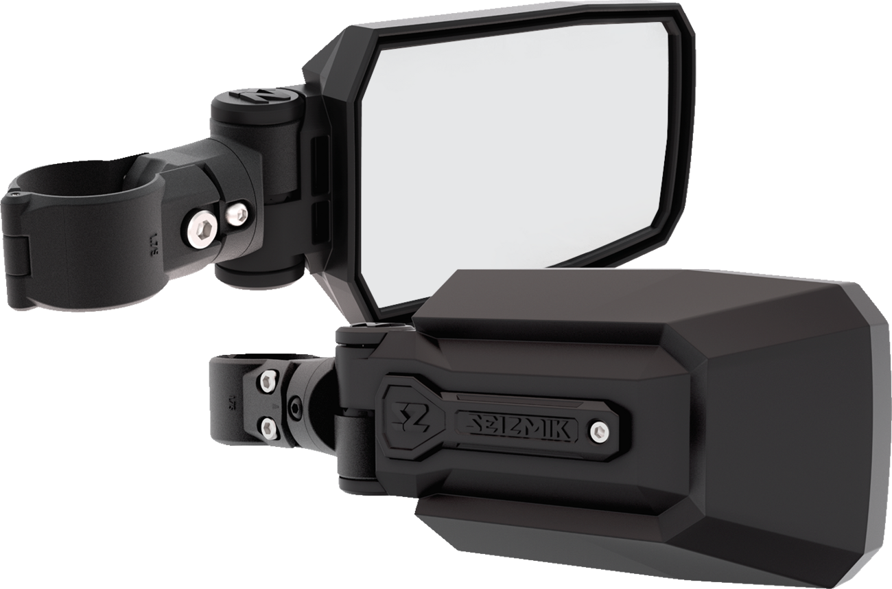 SEIZMIK Mirrors - Trailrider - Side View - Rectangle - Black - 1.75" ROPS - Pair 56-90093KIT