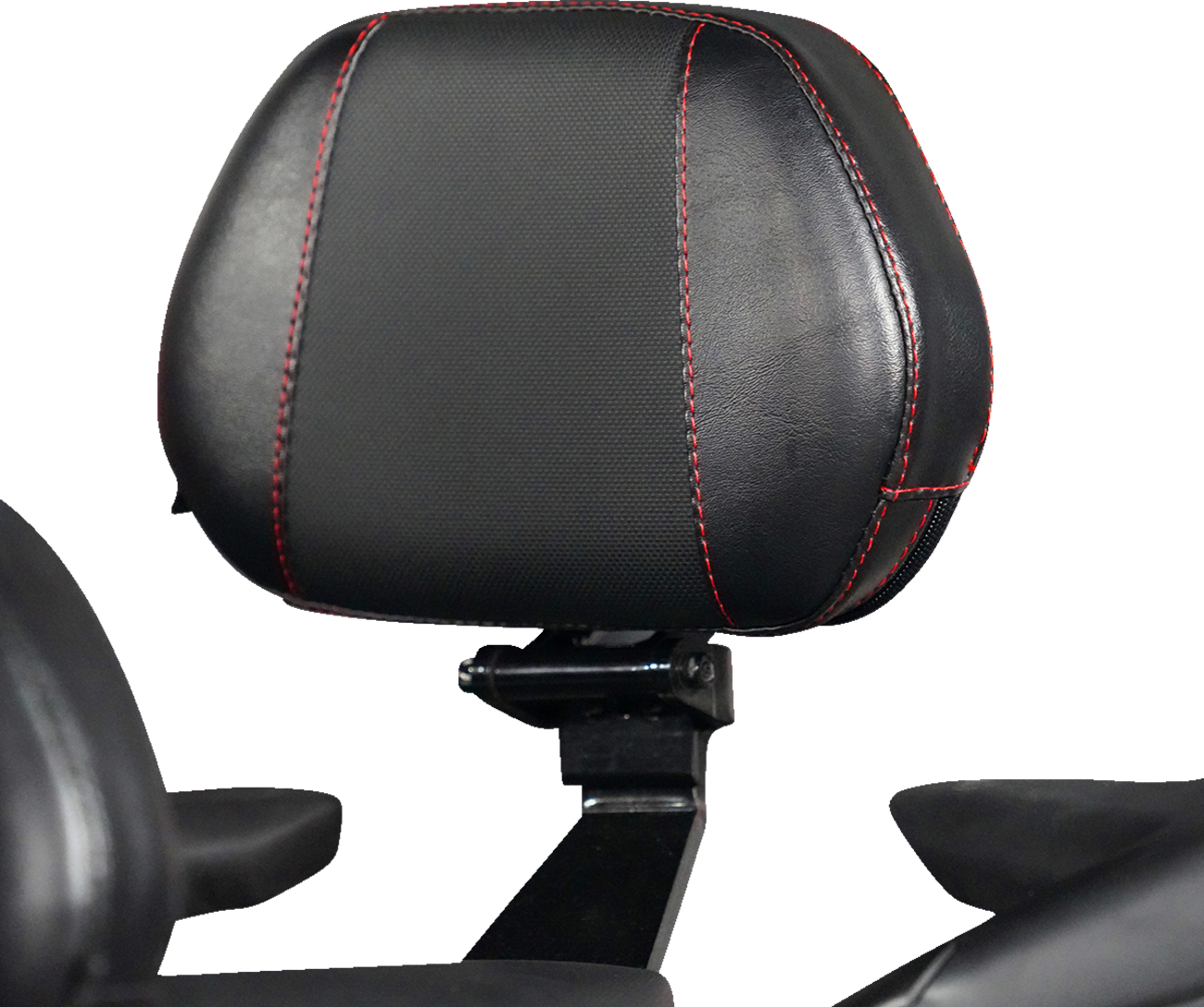 SHOW CHROME Ballistic Passenger Backrest - Black w/ Red Stitching - Ryker '19-'23 41-420CRED