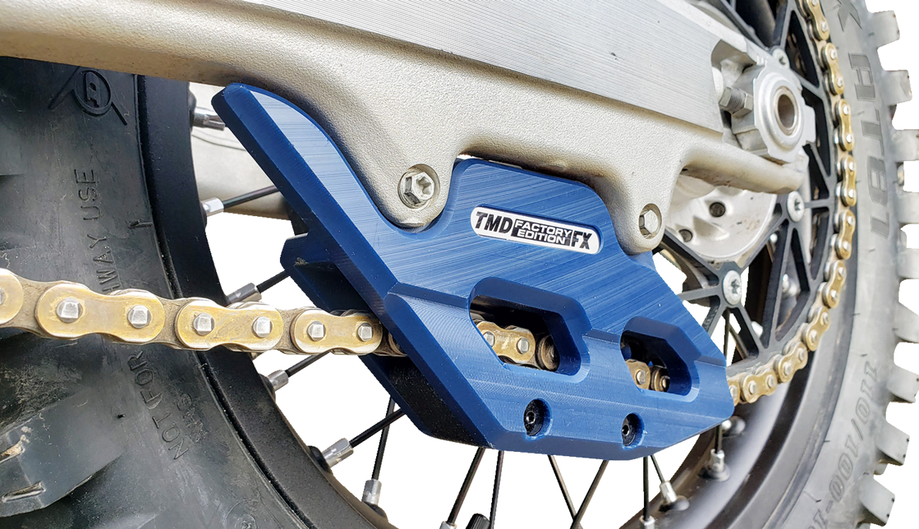 T.M. DESIGNWORKS Factory Edition Chain Guide With Replacement Wear Pad - Blue - Gas Gas/Husqvarna/KTM RCG-KT5-BL2