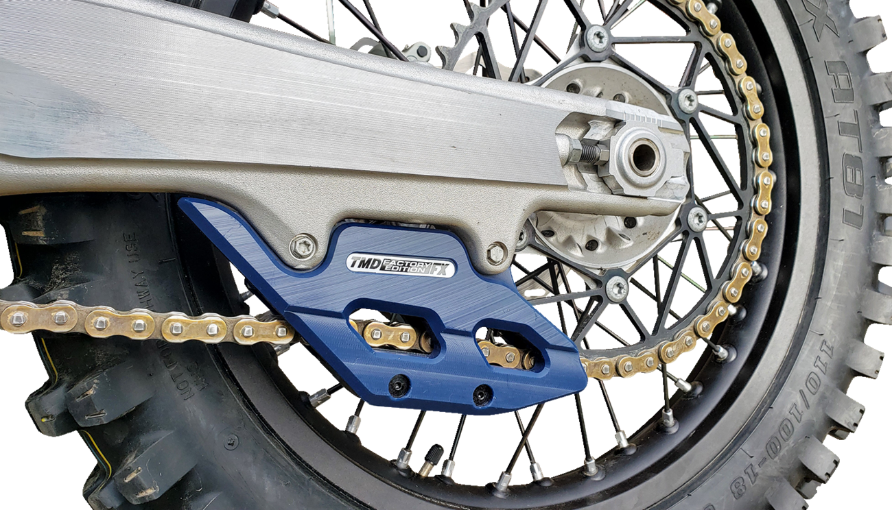 T.M. DESIGNWORKS Factory Edition Chain Guide With Replacement Wear Pad - Blue - Gas Gas/Husqvarna/KTM RCG-KT5-BL2