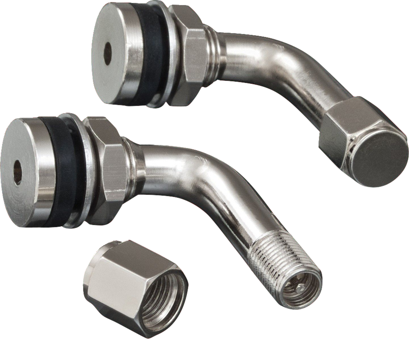 SHOW CHROME Valve Stems - 90° Bend - Pair 5-802