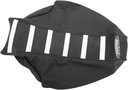 SDG 6-Ribbed Seat Cover - White Ribs/Black Top/Black Sides 95945WK