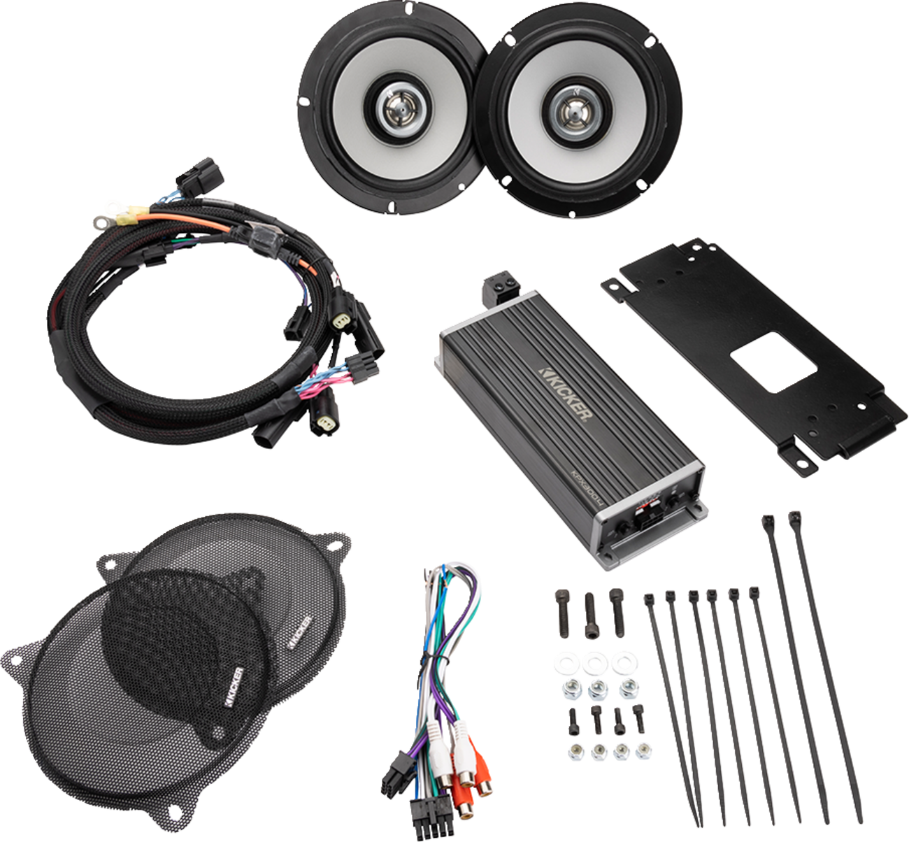 KICKER 6-1/2" Speaker/300 W Amplifier Kit - Harley Davidson 50HDS144