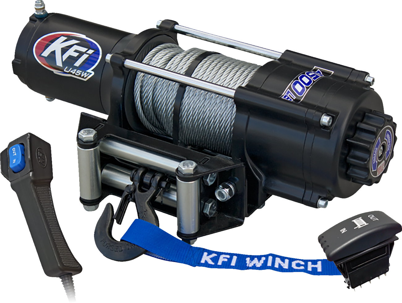 KFI PRODUCTS U45W-R2 UTV Winch - 4500 lb - 52' Steel Cable - Wide U45W-R2
