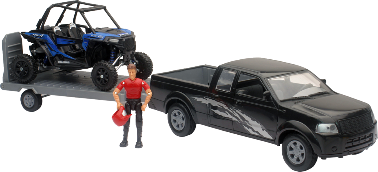 NEW RAY TOYS Pick Up Truck w/ Polaris RZR XP1000 - 1:18 Scale - Black/Blue SS-37426E