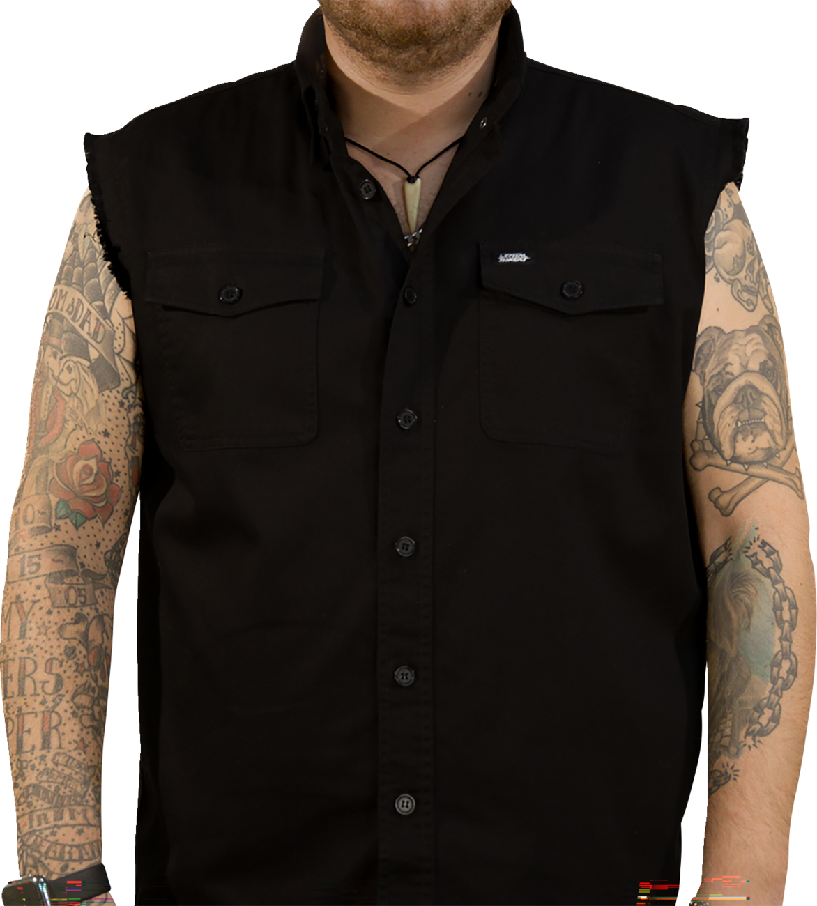 LETHAL THREAT No Regrets Printed Sleeveless Button Down Shirt - Black - XL CO60190XL