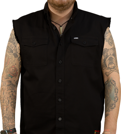 LETHAL THREAT No Regrets Printed Sleeveless Button Down Shirt - Black - XL CO60190XL