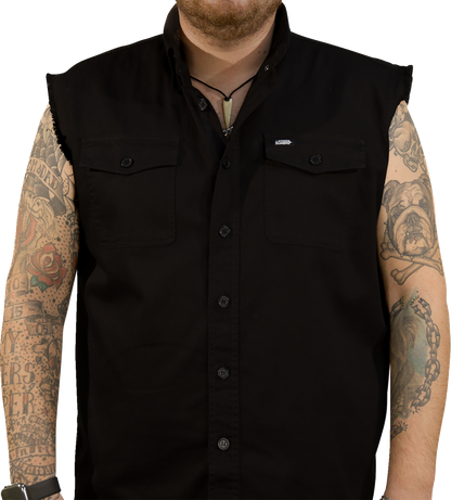 LETHAL THREAT FTW Skull Printed Sleeveless Button Down Shirt - Black - 2XL CO60193XXL
