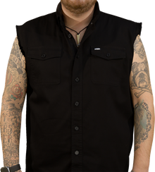 LETHAL THREAT FTW Skull Printed Sleeveless Button Down Shirt - Black - XL CO60193XL