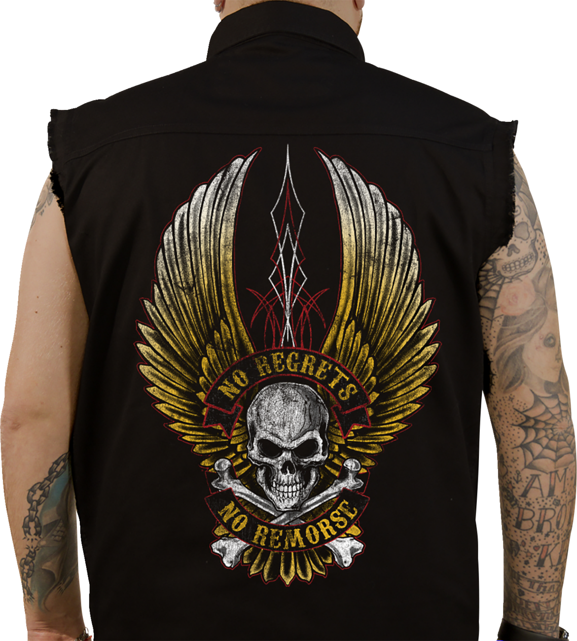 LETHAL THREAT No Regrets Printed Sleeveless Button Down Shirt - Black - 3XL CO60190XXXL
