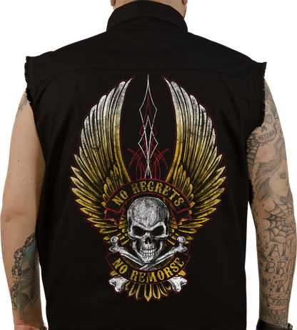 LETHAL THREAT No Regrets Printed Sleeveless Button Down Shirt - Black - 3XL CO60190XXXL