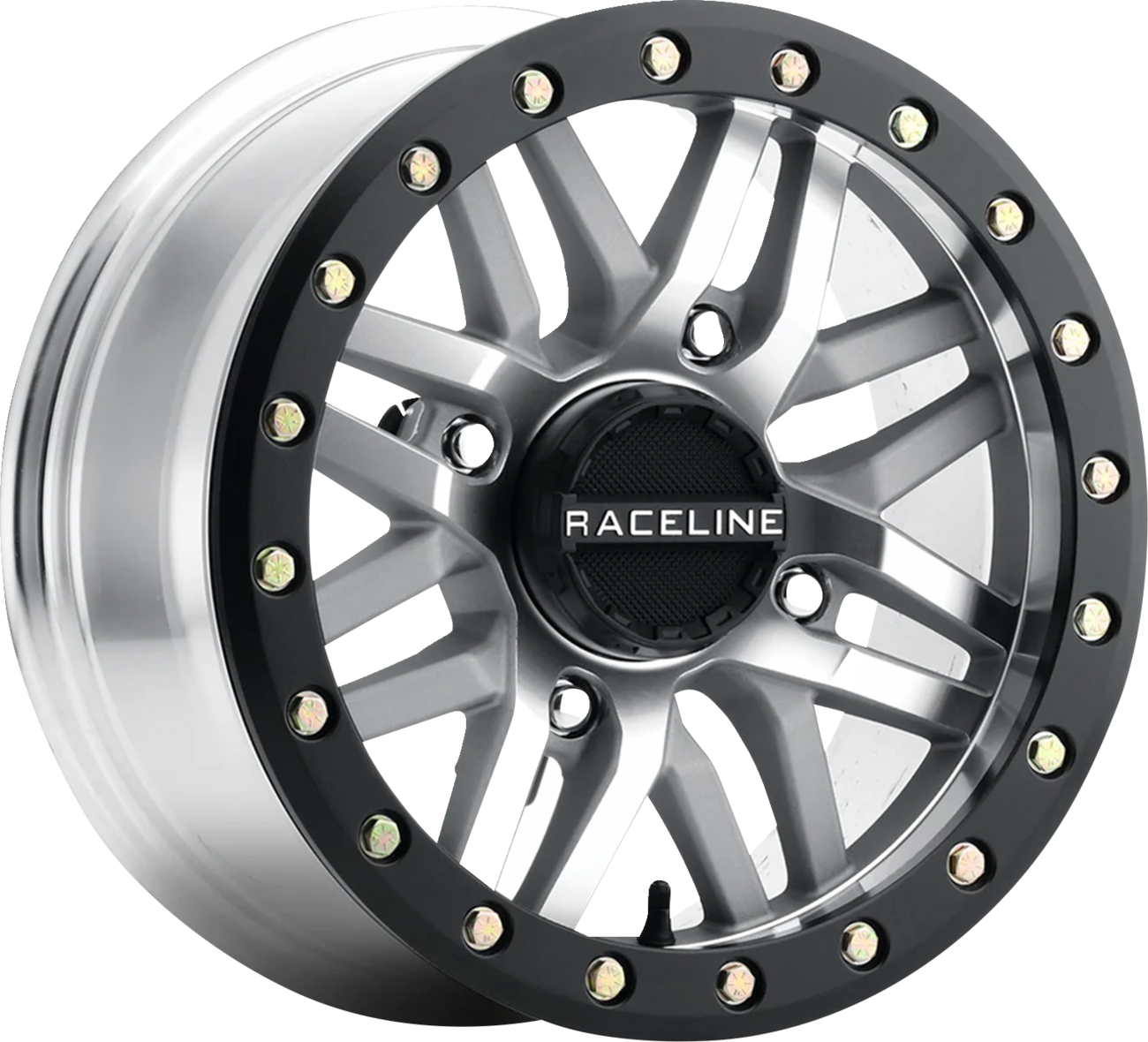 RACELINE WHEELS Wheel - Ryno - Beadlock - Front/Rear - Machined/with Black Ring - 15x7 - 4/137 - 5+2 (+10 mm) A91MA-57037+10
