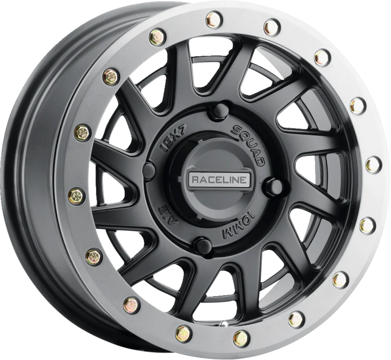 RACELINE WHEELS Wheel - Squad - Front/Rear - Black/with Gun Metal Gray Ring - 15x7 - 4/137 - 6+1 (+38 mm) A12BG-57037+38