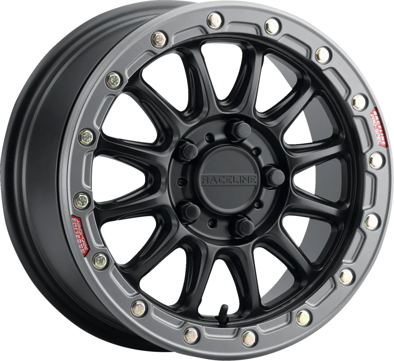 RACELINE WHEELS Wheel - Alpha - Front/Rear - Black/with Gun Metal Ring - 15x10 - 5/114.3 - 3+4 (+25 mm) A14BG-51012+25