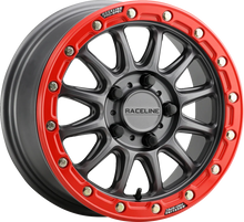 RACELINE WHEELS Wheel - Alpha - Front/Rear - Gun Metal/with Gloss Red Ring - 15x7 - 5/114.3 - 3+4 (+25 mm) A14GR-57012+25
