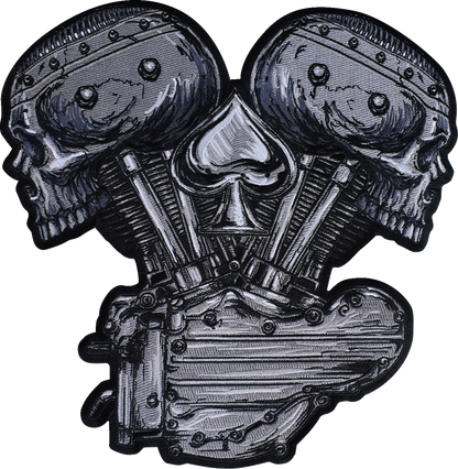 LETHAL THREAT Metal and Mayhem V-Twin Skull Embroidered Patch - Large LT30247